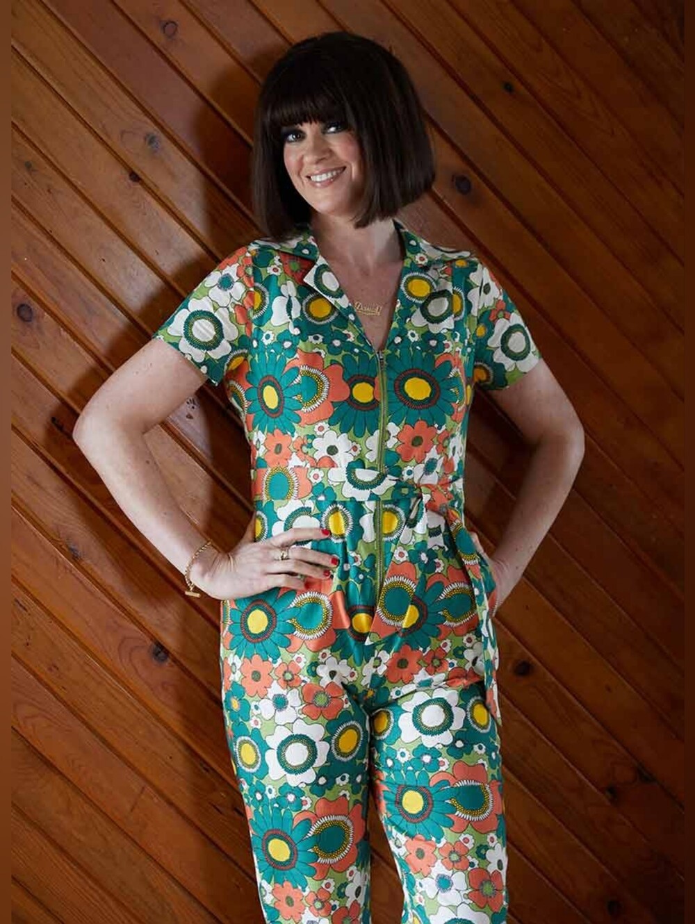 Dawn O'Porter X Joanie Retro 70's Print Viscose Catsuit Size 16